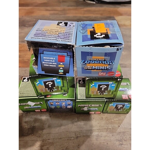 Mattel Minecraft Mob Head Mini Blind Box Figures NEW Lot Of 7 Green, Blue Box - Picture 4 of 9